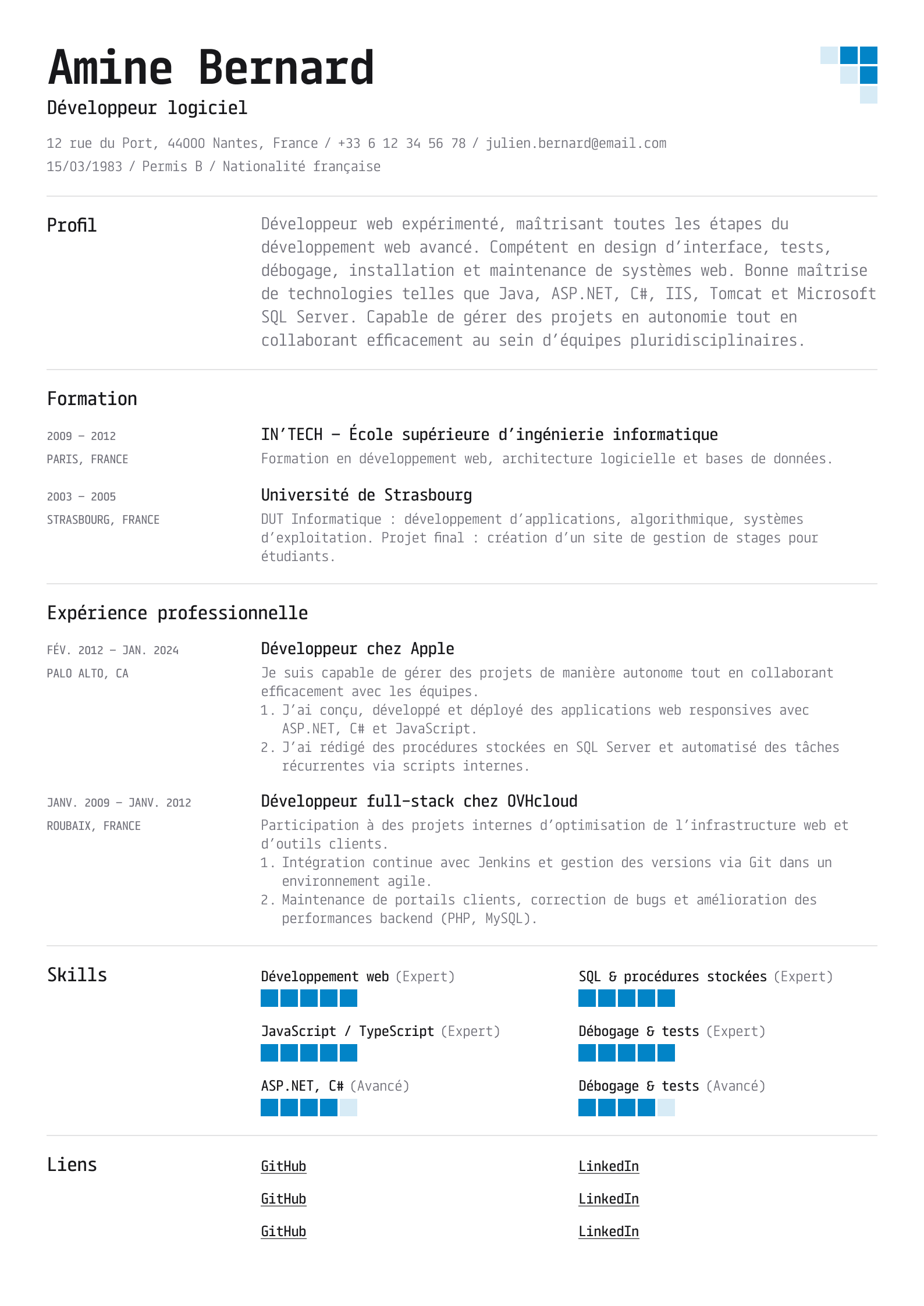 Créez votre CV professionnel parfait