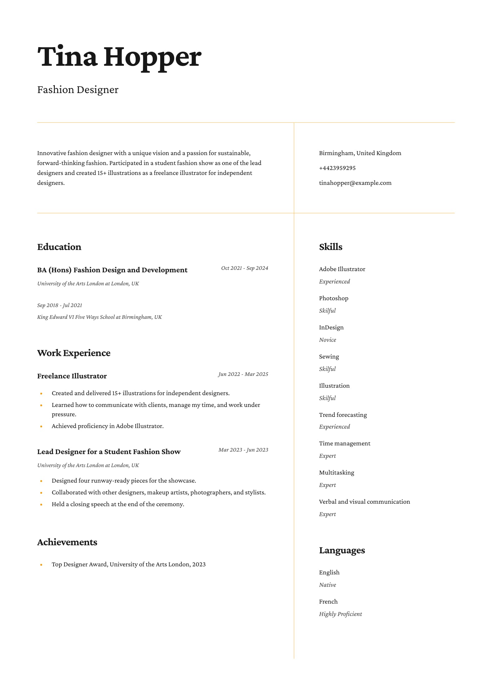 Fashion Designer Graduate