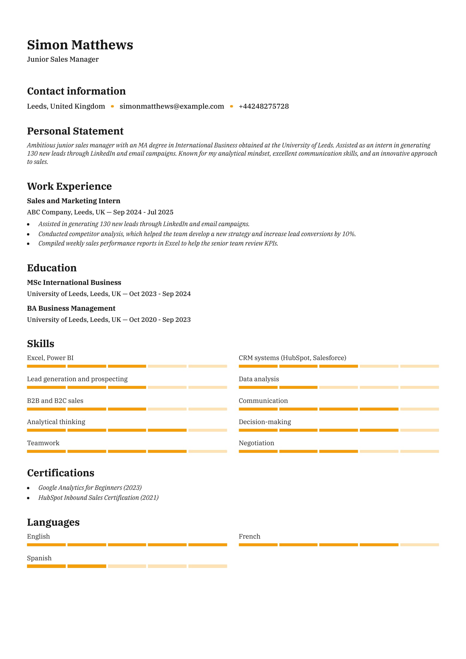 Junior Sales Manager