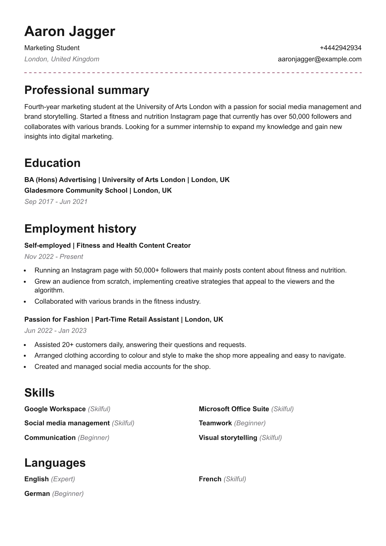 Marketing Internship